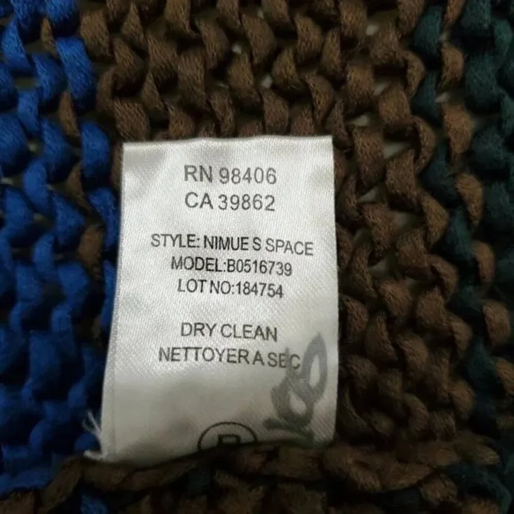 Theory Striped Knit Yarn Crochet Scoop Back Academia Edgy Grunge Sweater